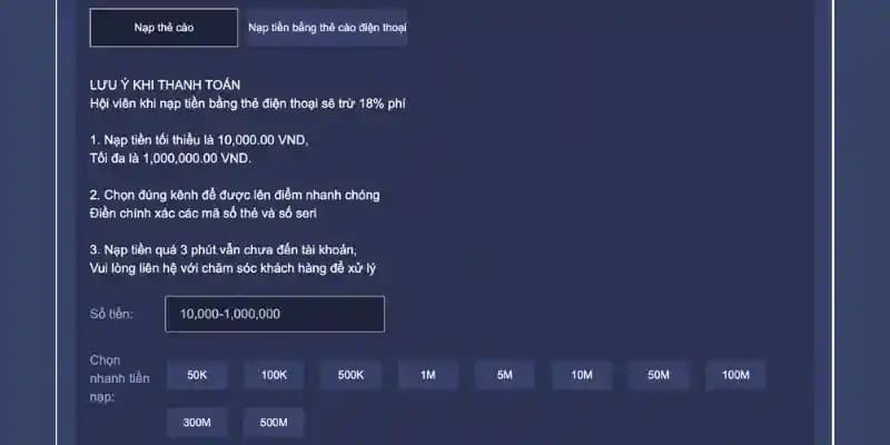 Nạp qua thẻ cào điện thoại